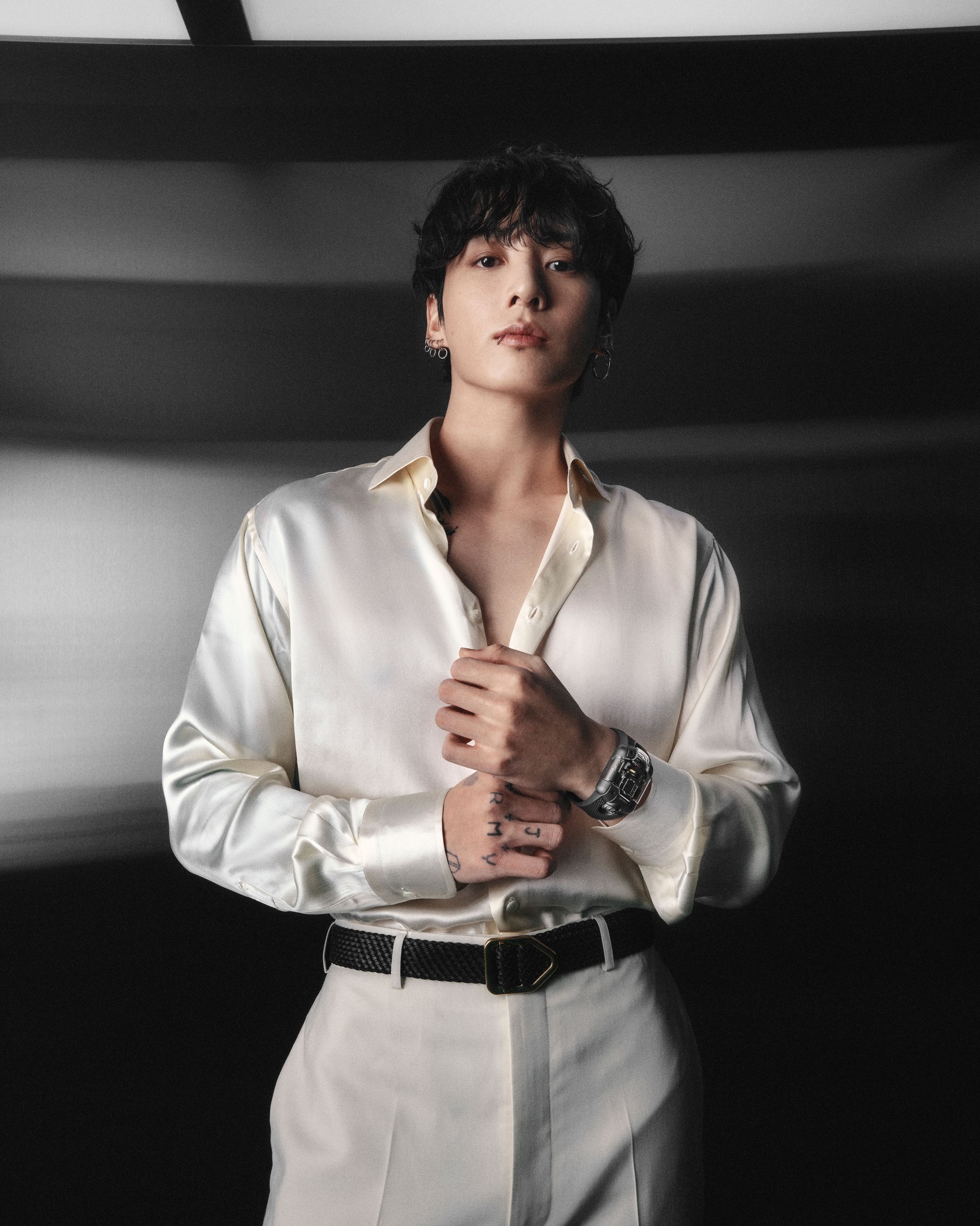 Jung Kook wears Hublot's MP-10 Tourbillon all black watch