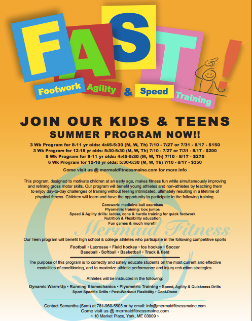 Our FAST Kids program starts up on... - Mermaid Fitness Maine