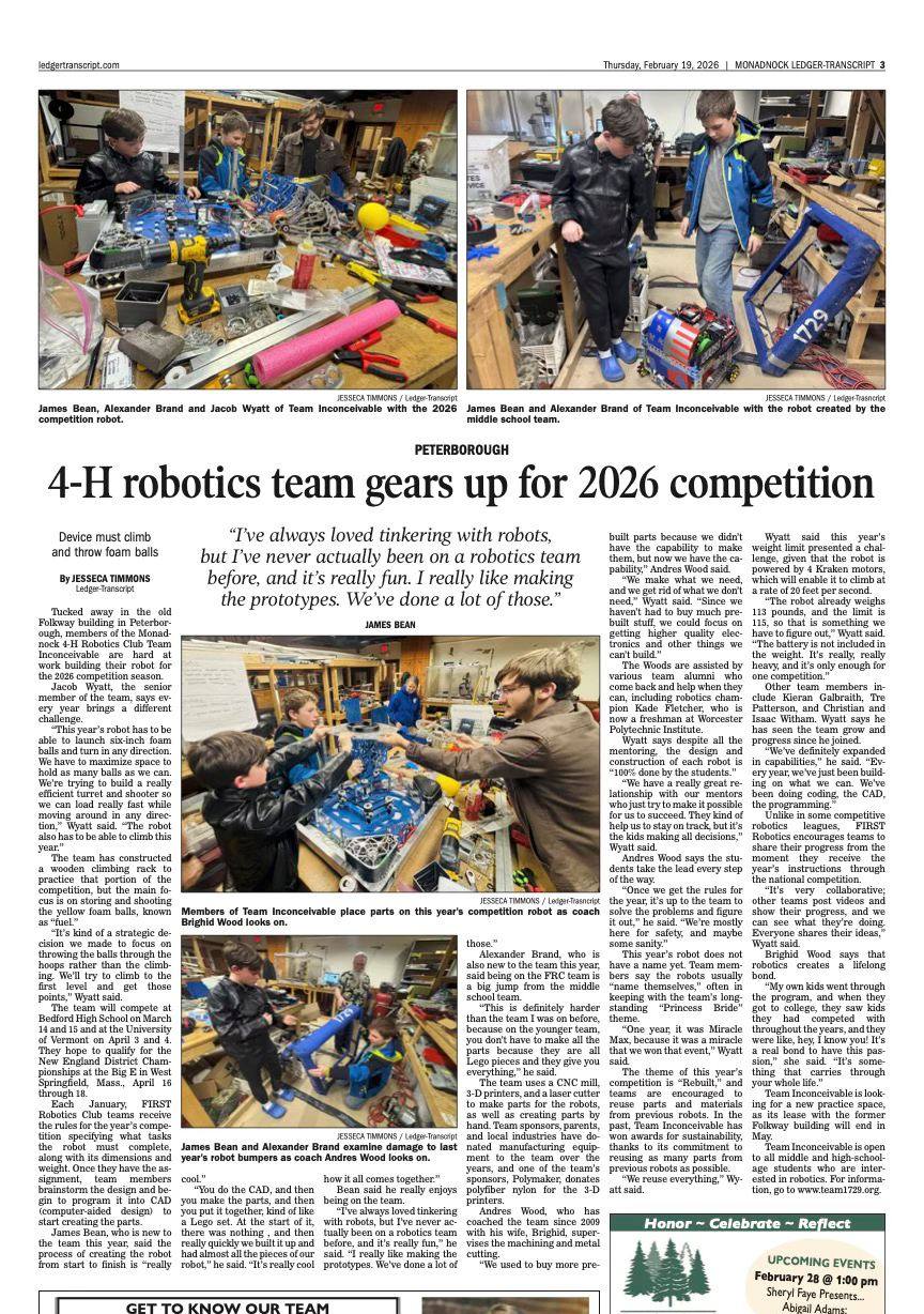 FRC Team 1729 Team Inconceivable | Peterborough NH