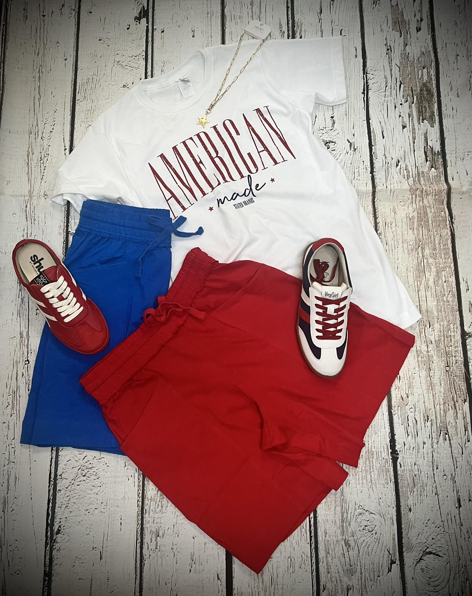 It's all about the red, white and blue! Tee small to 3X Shorts