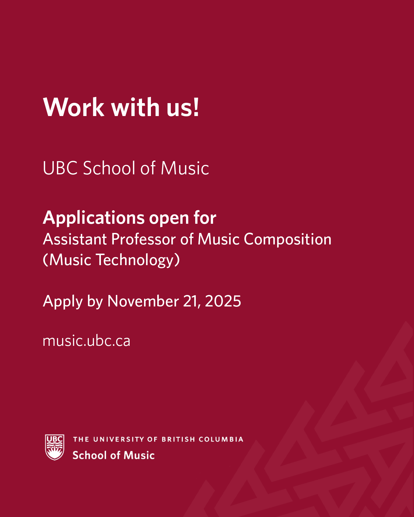 UBC - Applications are open for a Professor of Music Composition (Music ...