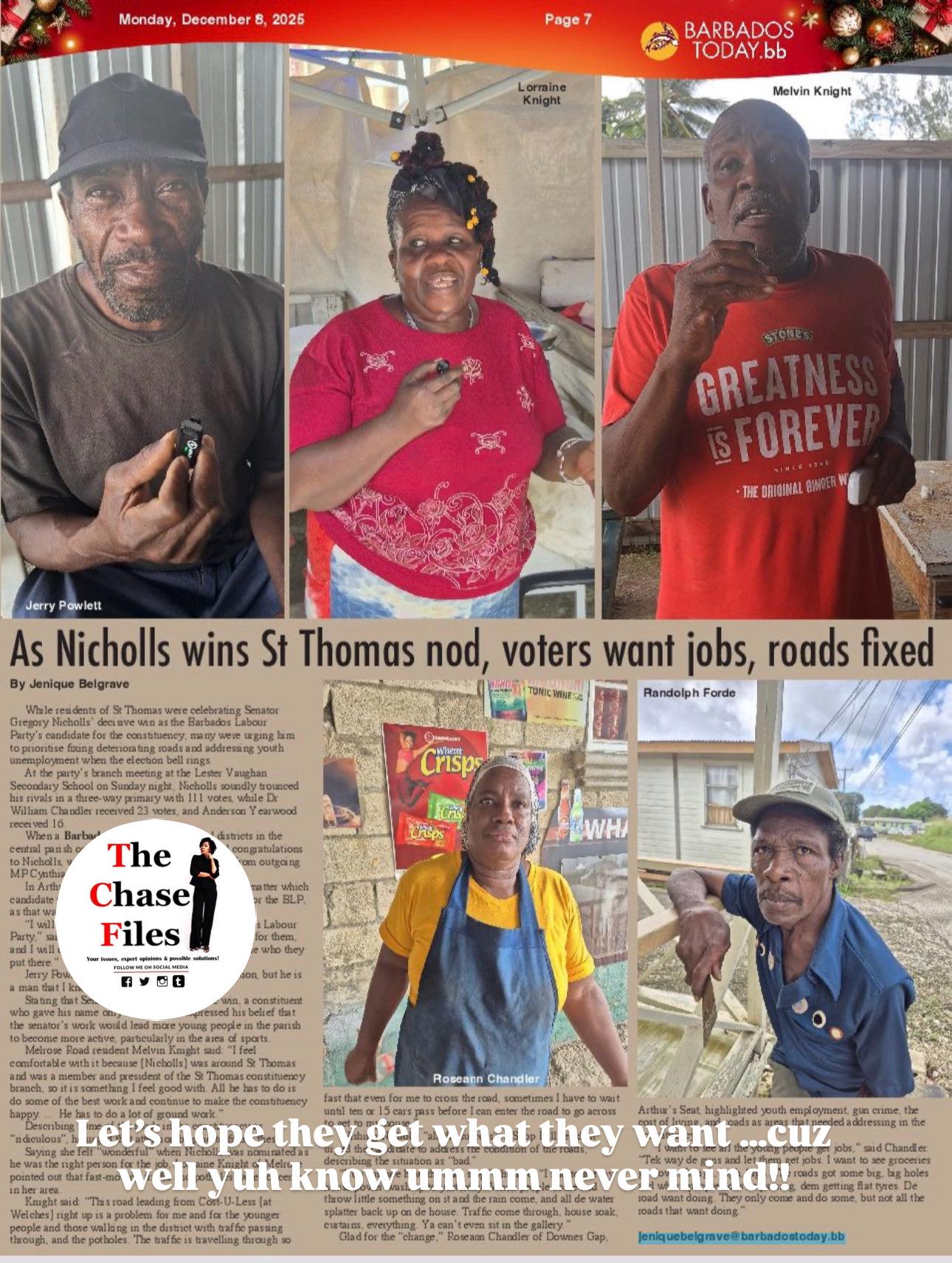 The Chase - While residents of St Thomas were celebrating Senator ...
