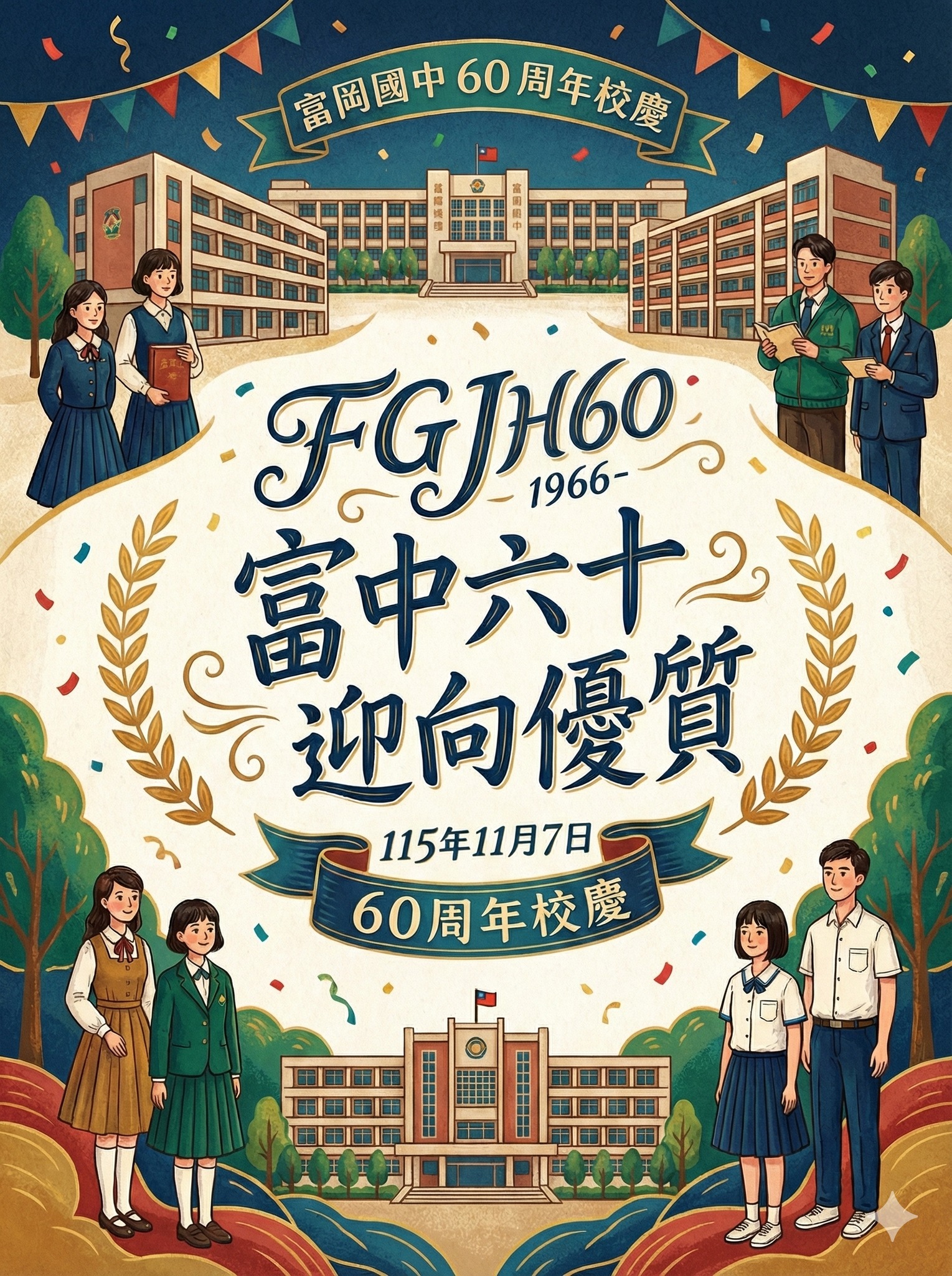 桃園市立富岡國民中學 - 桃園市立富岡國民中學六十週年校慶Logo設計評選實施計畫 壹、目的： 一、 為慶祝本校創校60週年，並激發學生創意 ...