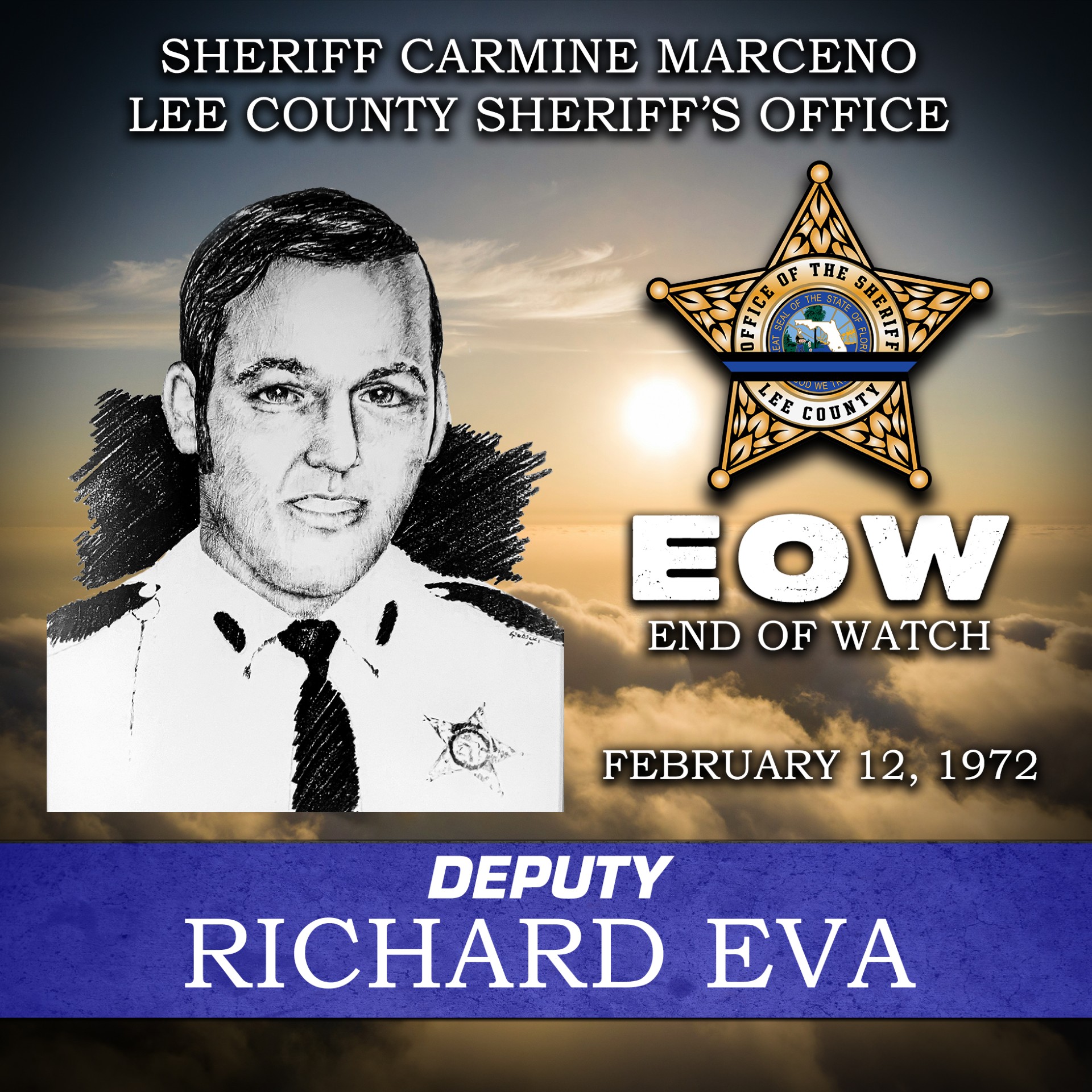 Lee - Today we recognize and honor the life of 𝐃𝐞𝐩𝐮𝐭𝐲 𝐑𝐢𝐜𝐡𝐚𝐫𝐝 𝐄𝐯𝐚 who ...