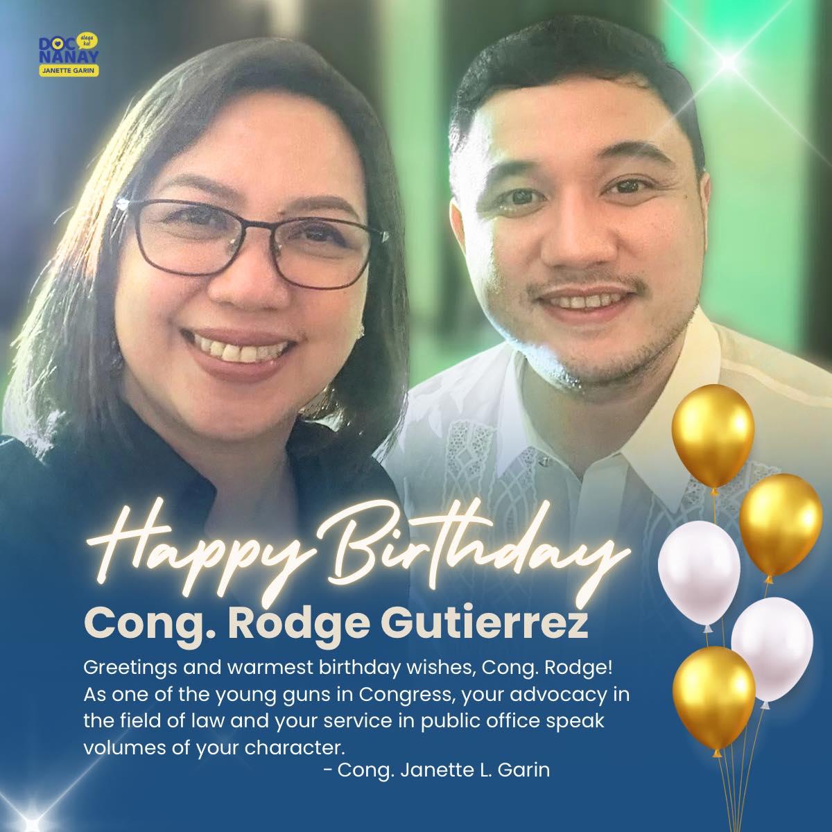 Dr. - Happy Birthday Cong. Rodge Guitierrez! Greetings and warmest ...