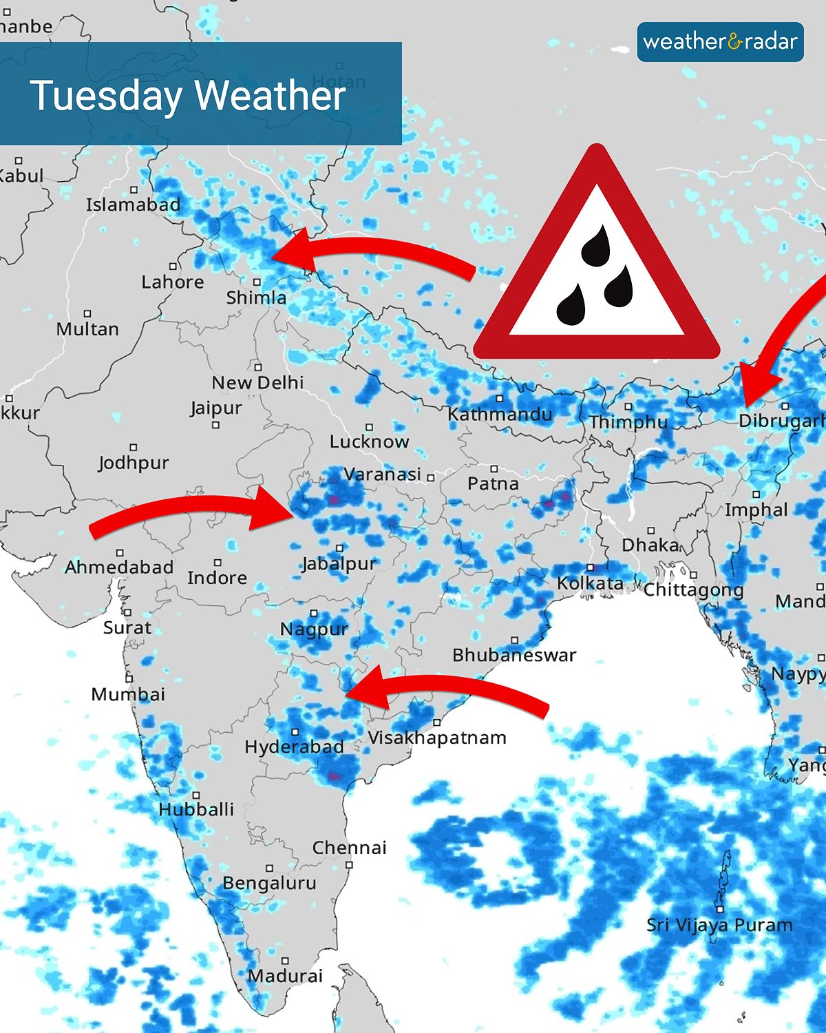 Weather - 🌧️ Heavy rain update for Tuesday! Showers are likely across ...