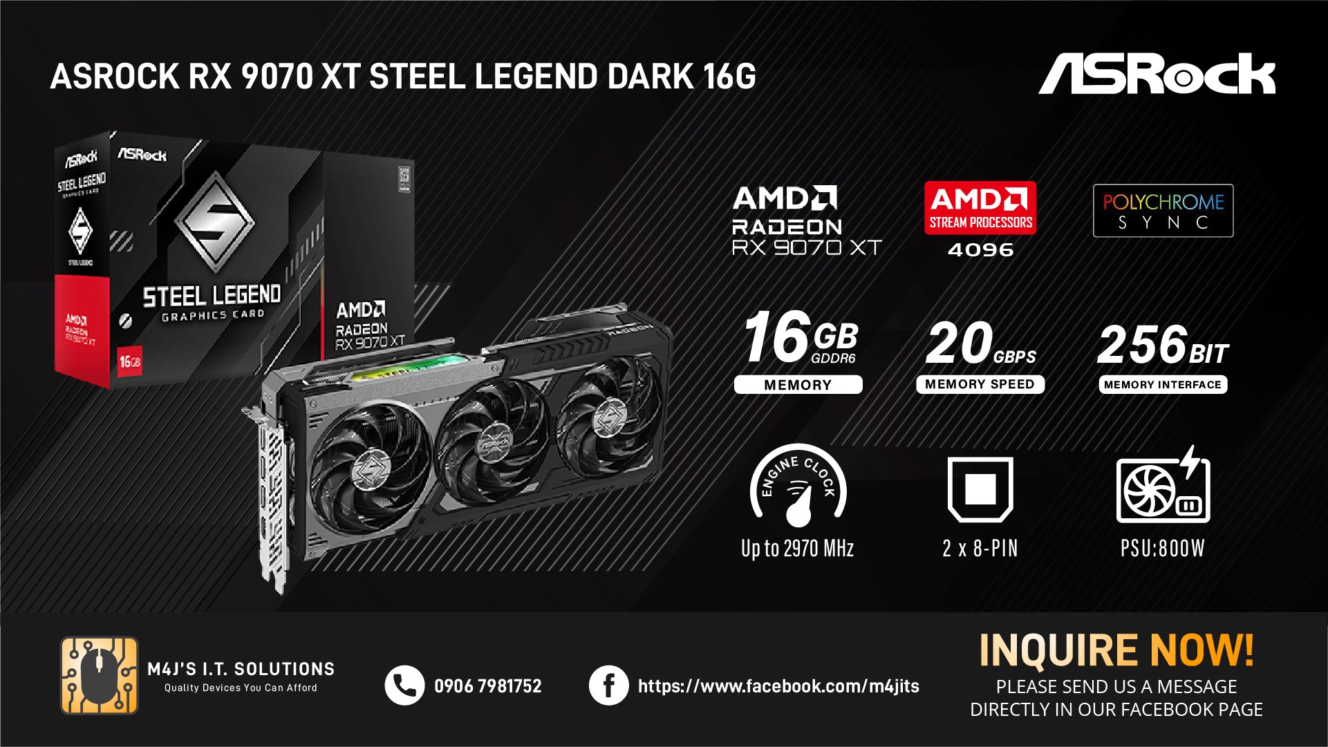 M4J's - ‼ AVAILABLE ‼ 🕹 ASRock RX 9070 XT STEEL LEGEND DARK 16G Step up ...