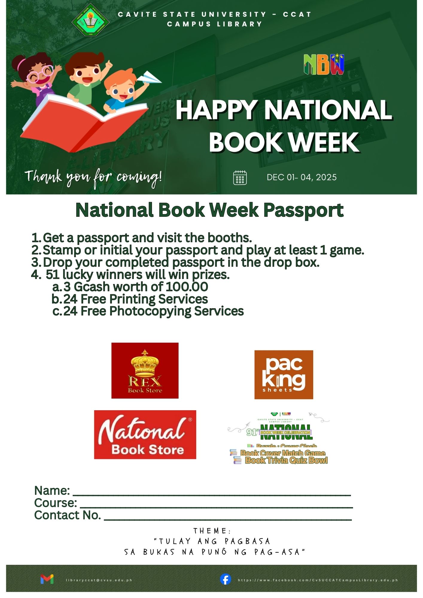🎉 𝐍𝐀𝐓𝐈𝐎𝐍𝐀𝐋... - Cavite State University - CCAT Campus Library | Facebook