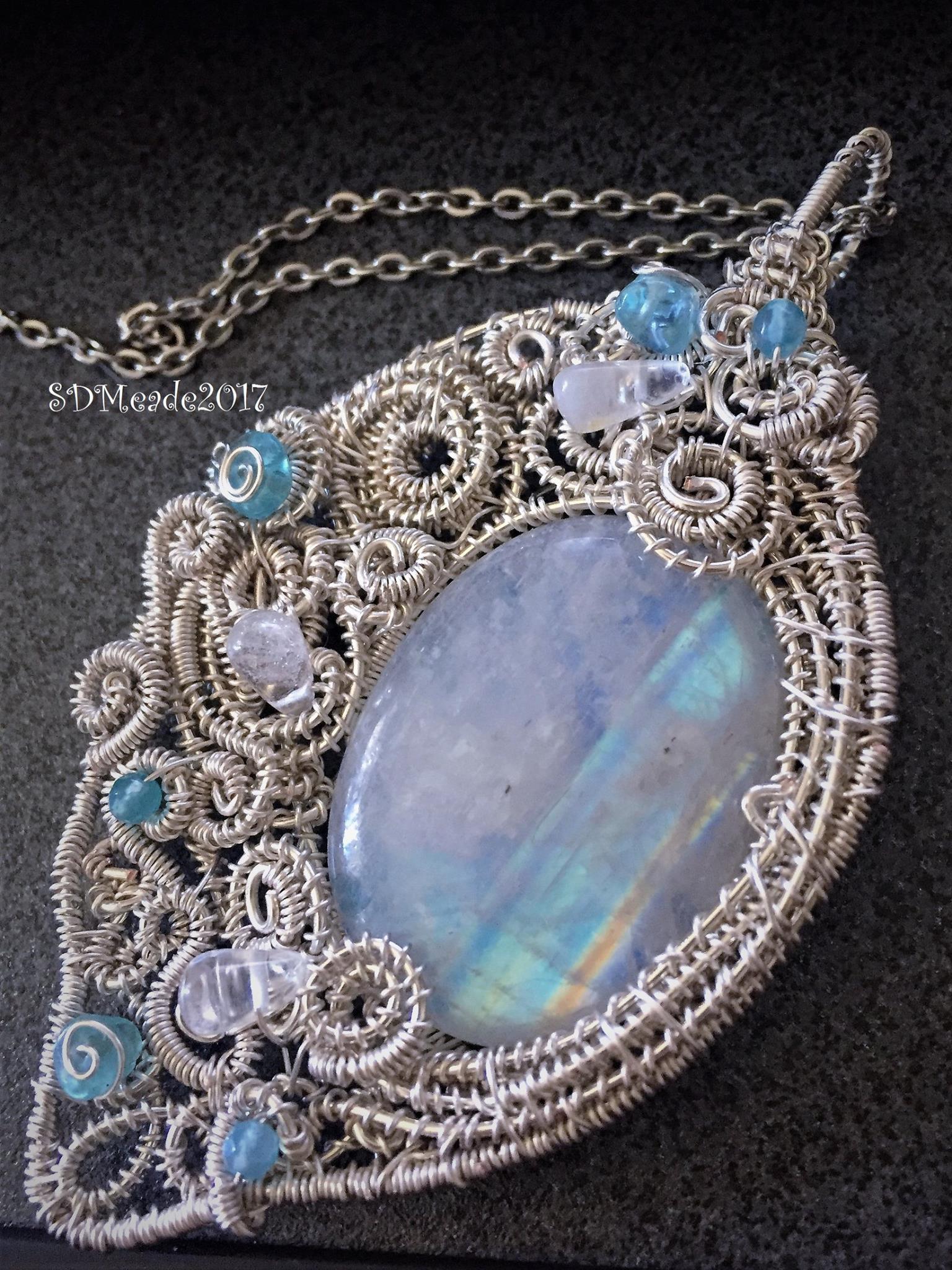 Tree of life pendant with tree agate and moonstone