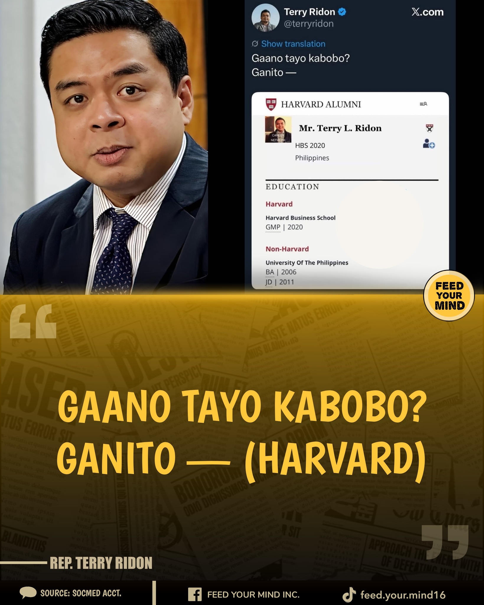 Feed - Ipinagyabang ni Rep. Terry Ridon sa kaniyang social media ...