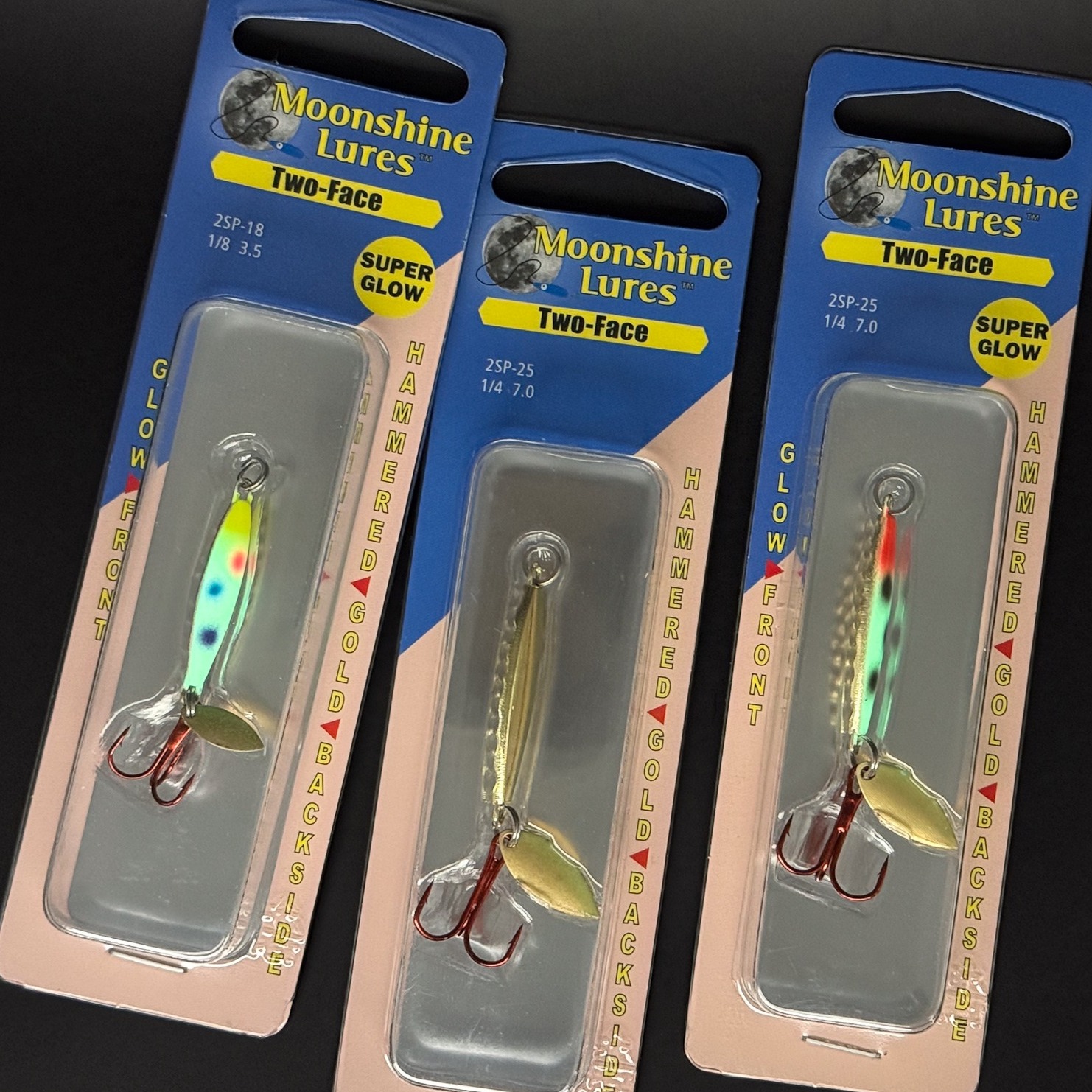 Moonshine 5/8 oz. Glow in the Dark Spoons Lot of 4 New Lures