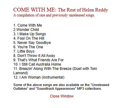 Helen Reddy's unreleased songs and alternate takes on Rarities
