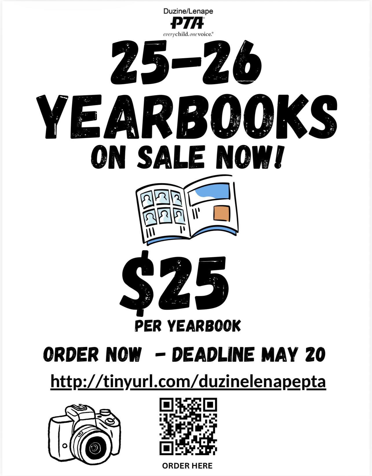Order 2025-2026 Duzine/Lenape yearbooks now