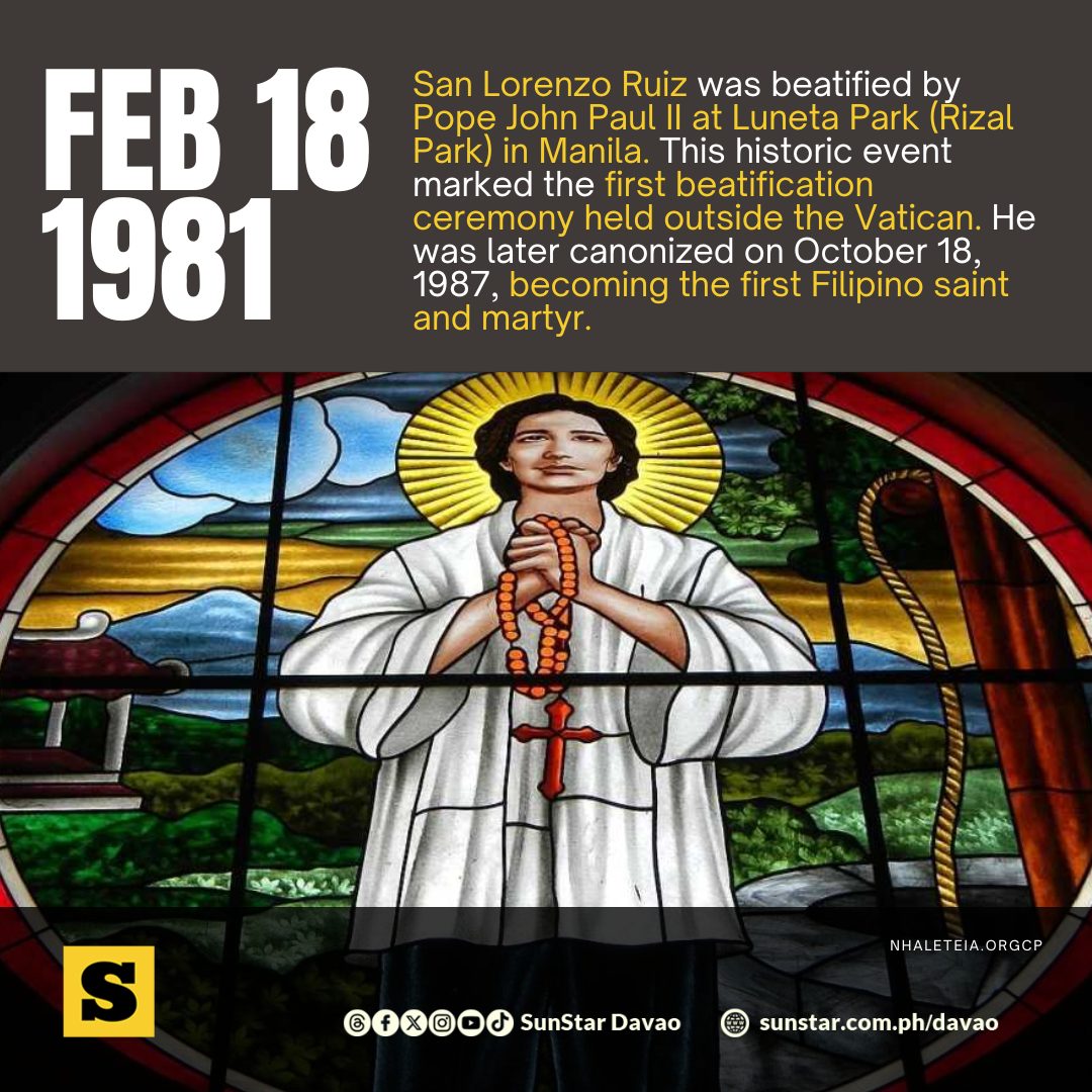 SunStar - #OnThisDay: FEBRUARY 18, 1981 San Lorenzo Ruiz was beatified ...
