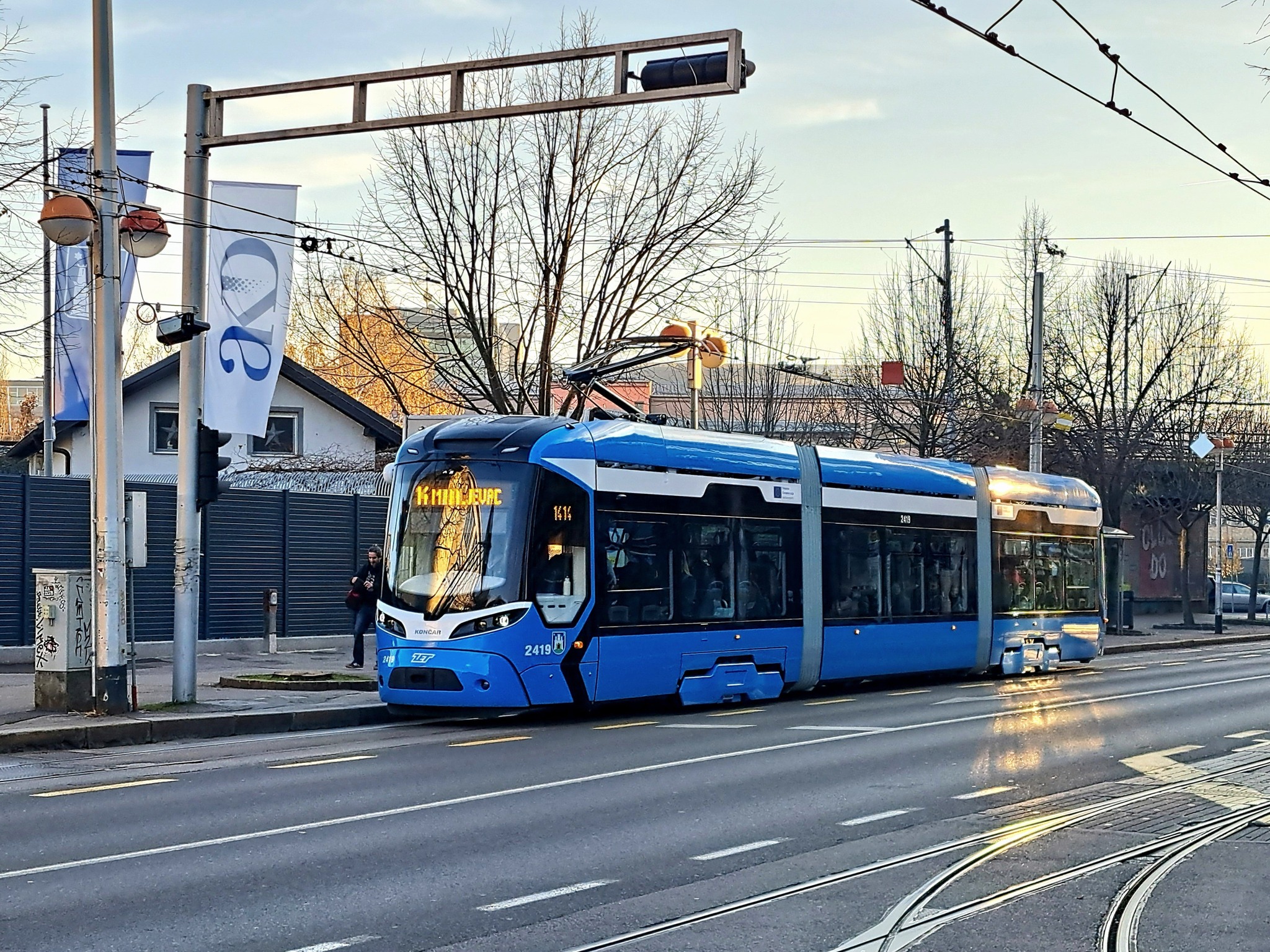 TMK2400 tram on line 14 in Zagreb