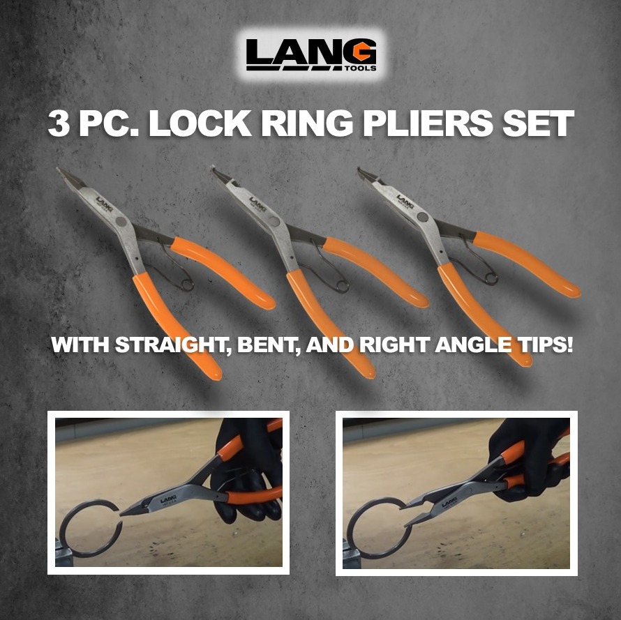 Lang Tools 12-Piece V-Notch Snap Ring Pliers Set - Quick Change, 4 Tip Sizes & 3 Angles
