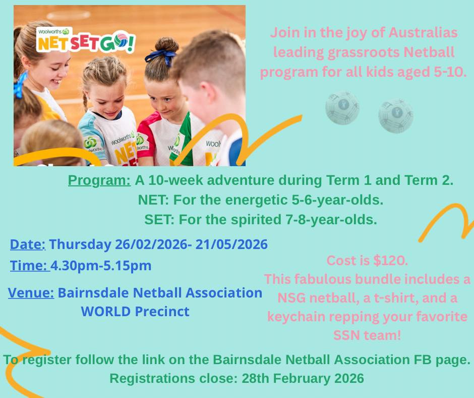 Bairnsdale - NET SET GO is back!🏐💛 ️💚 BNA Registrations are now open ...