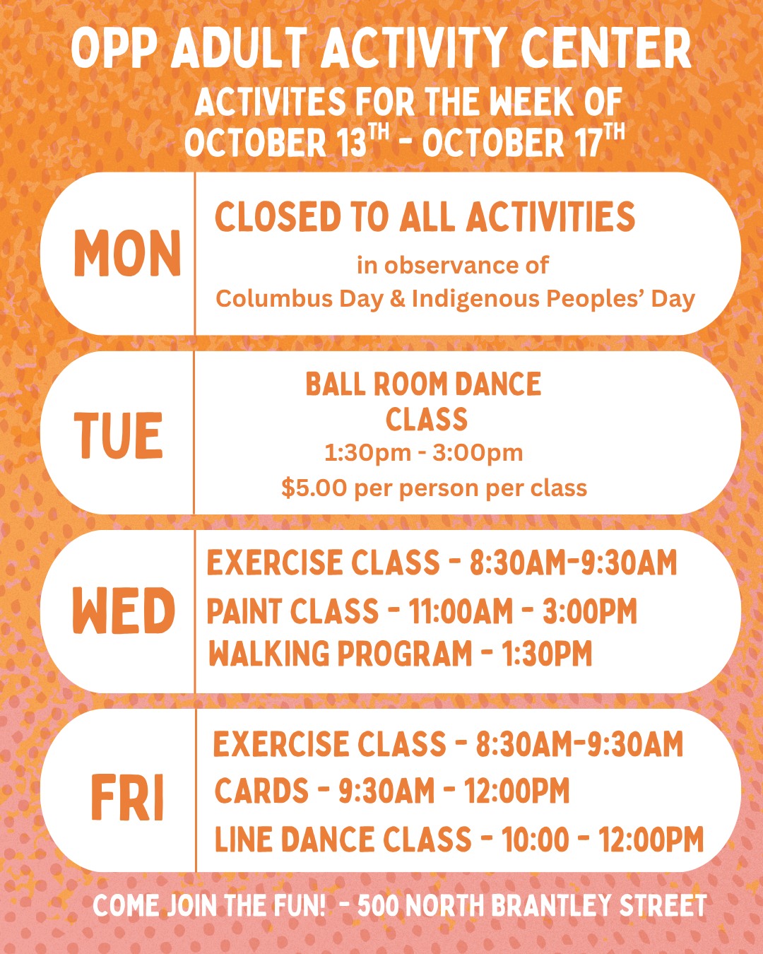 Opp - 🎉💃 Here’s What’s Happening This Week at the Opp Adult Activity ...