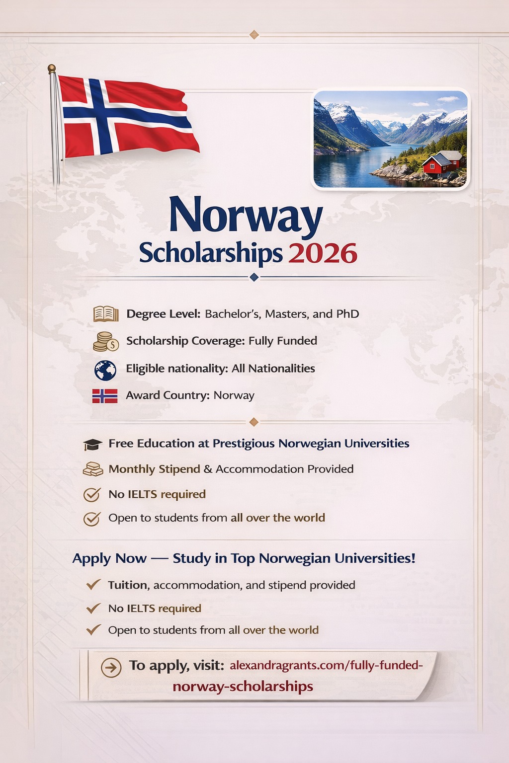 Scholarship - Norway🇳🇴Fully Funded Scholarships 2026 Without IELTS ...