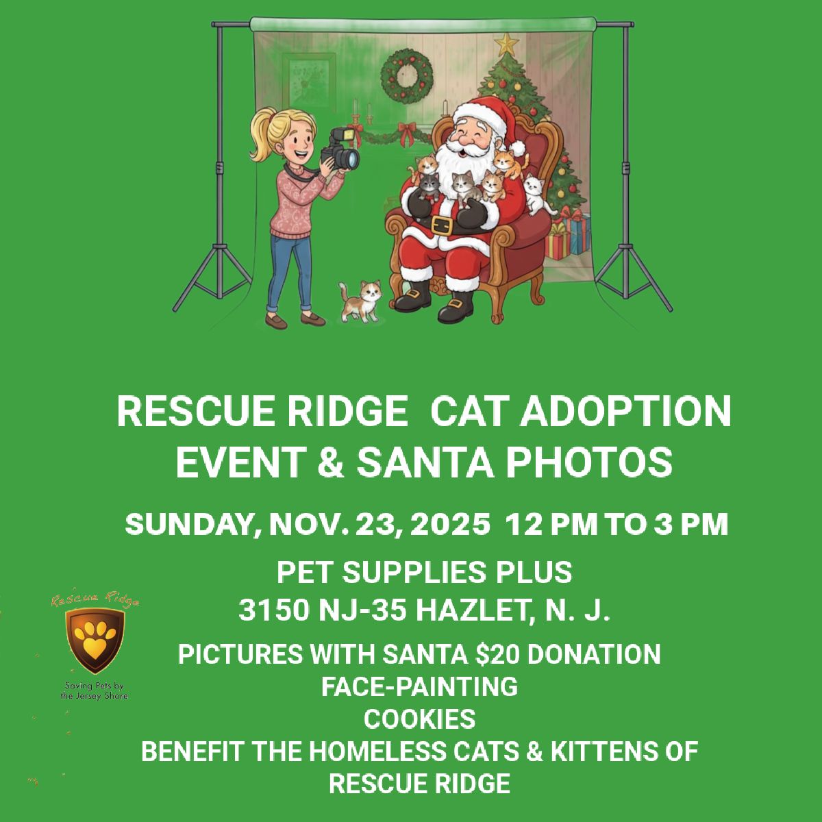 Cat Photos with Santa and Adoption Event PSP Hazlet