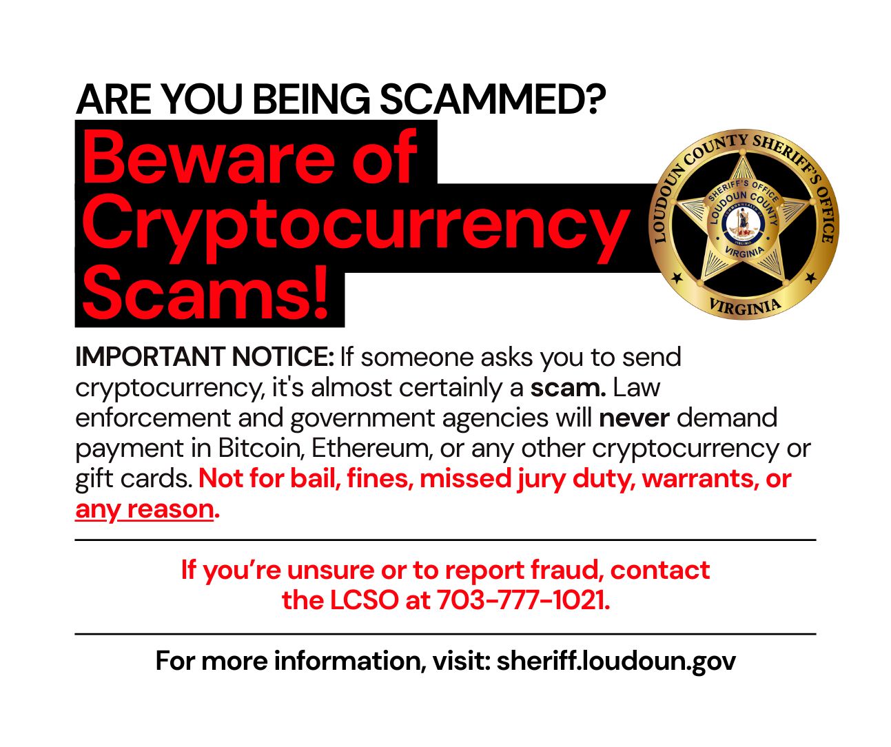 🚨 SCAM ALERT:... - Loudoun County Sheriff's Office | Facebook