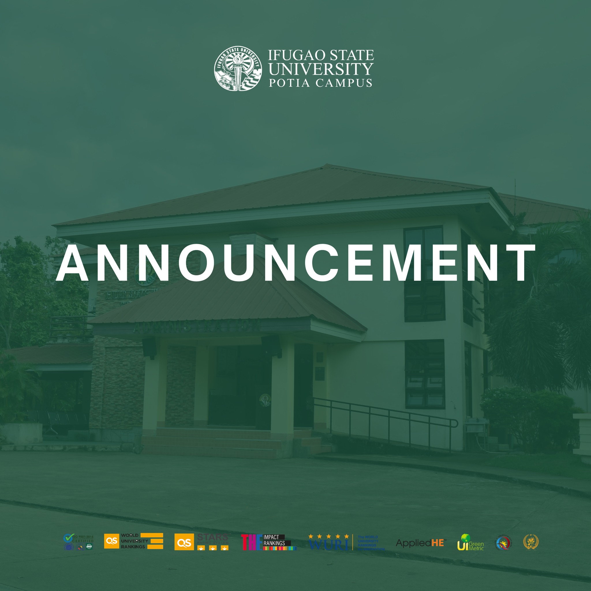 𝐀𝐍𝐍𝐎𝐔𝐍𝐂𝐄𝐌𝐄𝐍𝐓 ️ To all applicants of the College Admission Test of IFSU ...