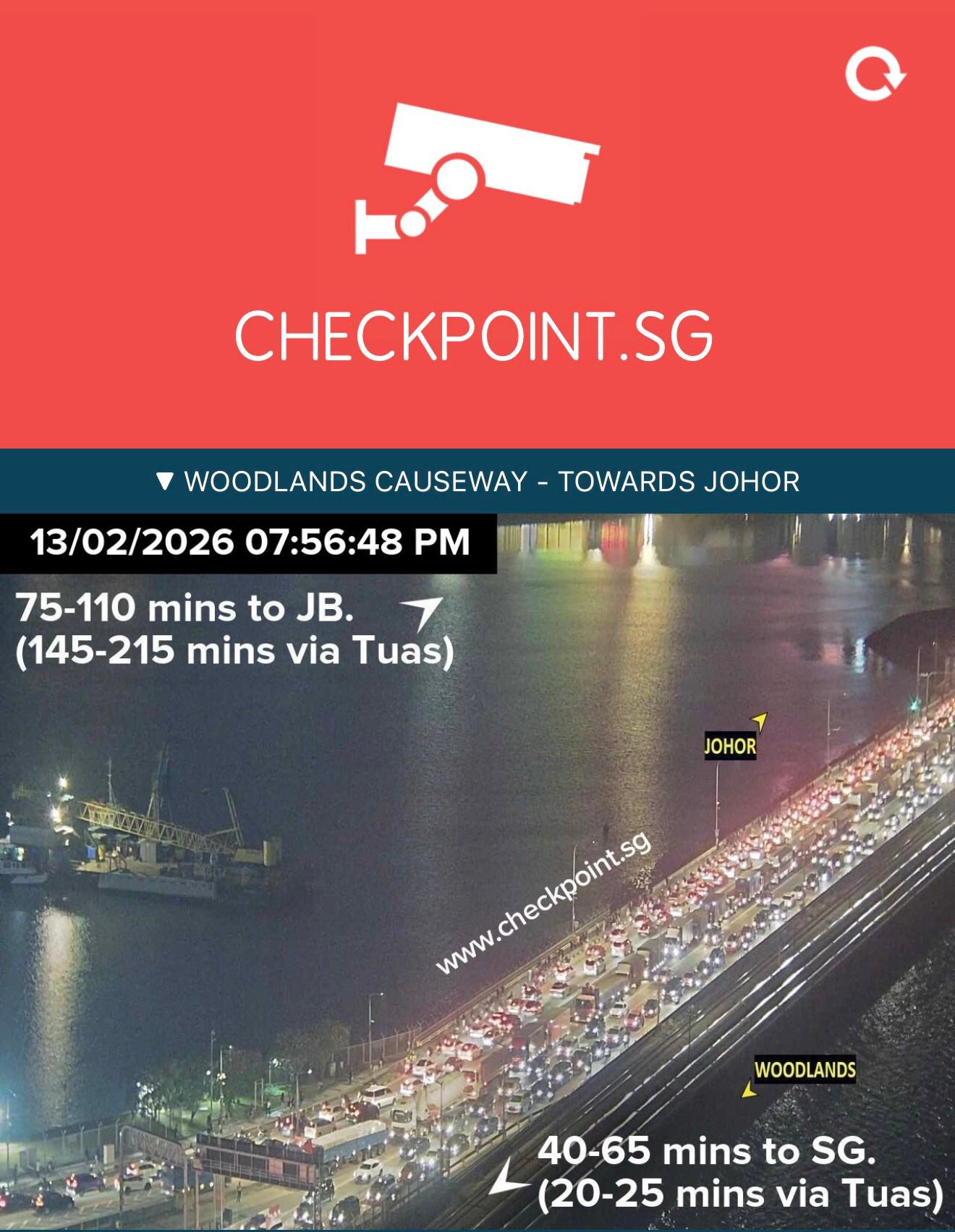 Singapore JB Checkpoints Live Traffic Updates