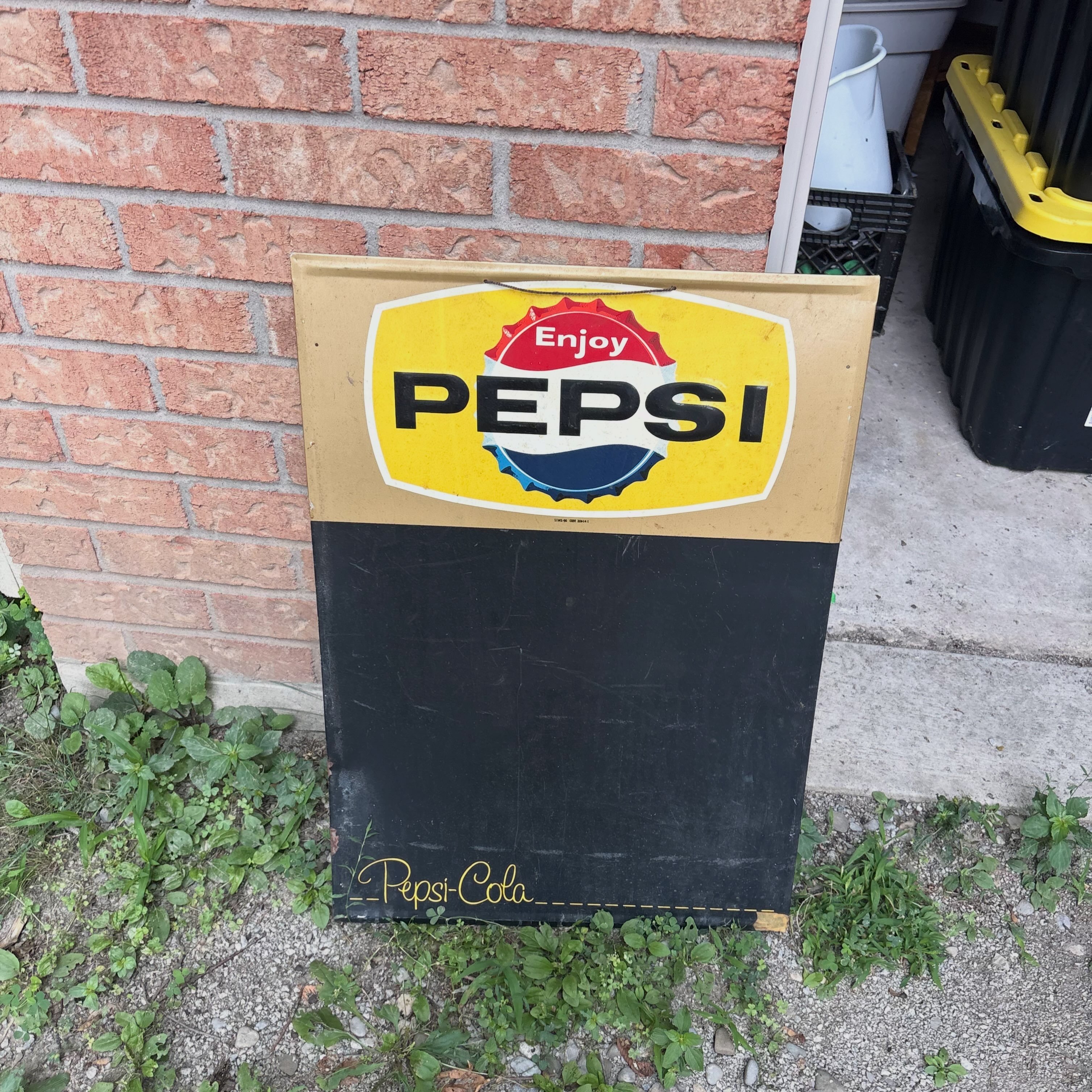 Vintage 1960's Pepsi-Cola tin chalkboard menu sign