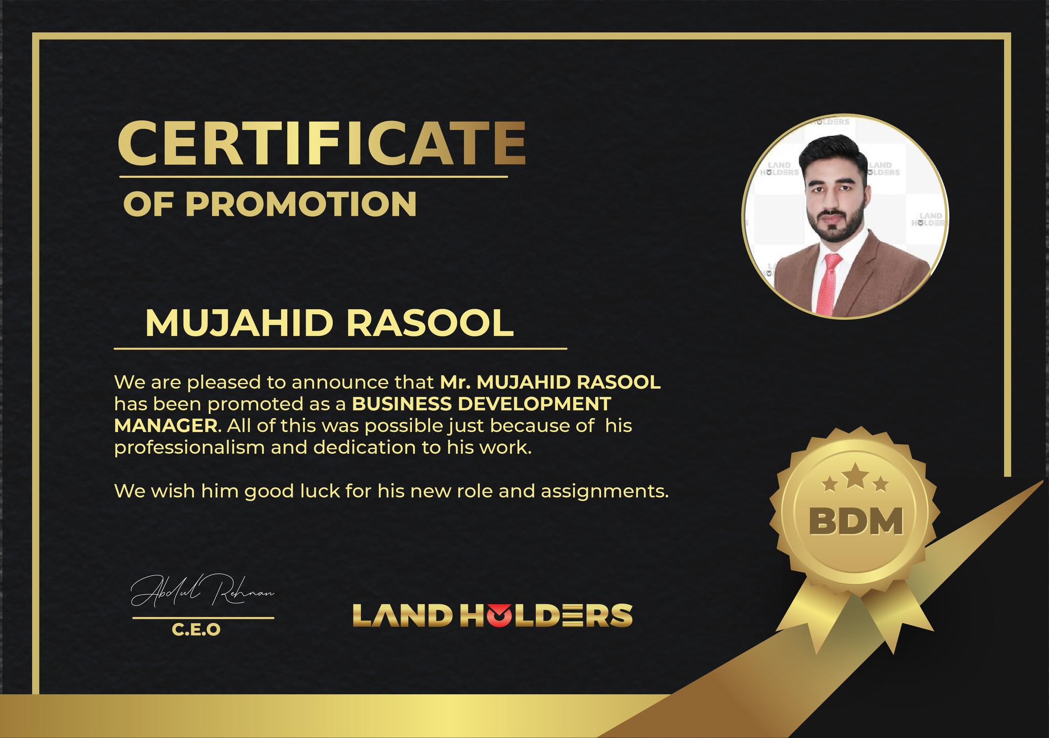 Land Holders - Many congratulations to Mujahid Rasool !... | Facebook