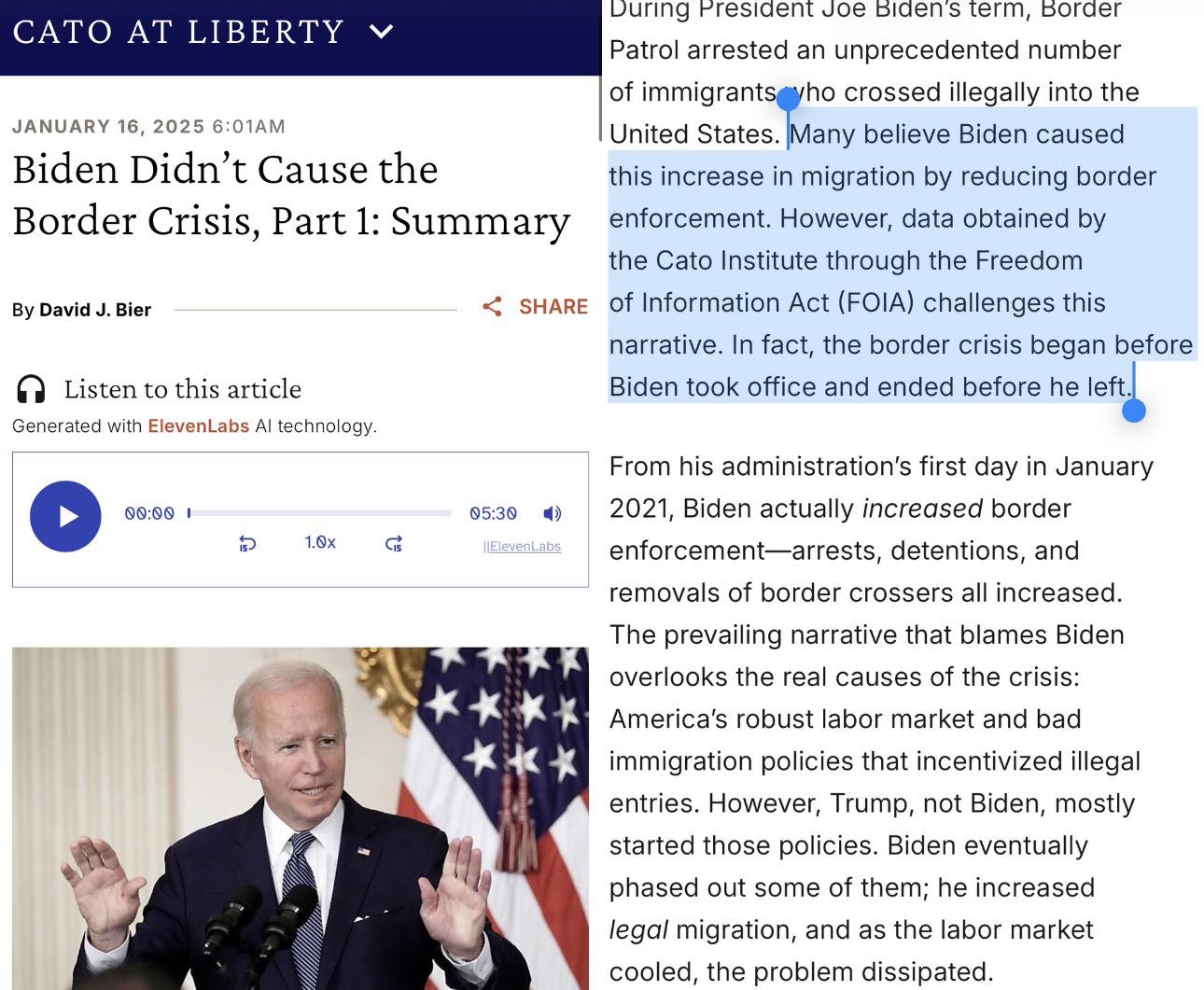 👀 CATO INSTITUTE: “Biden didn’t... - The Tennessee Holler | Facebook