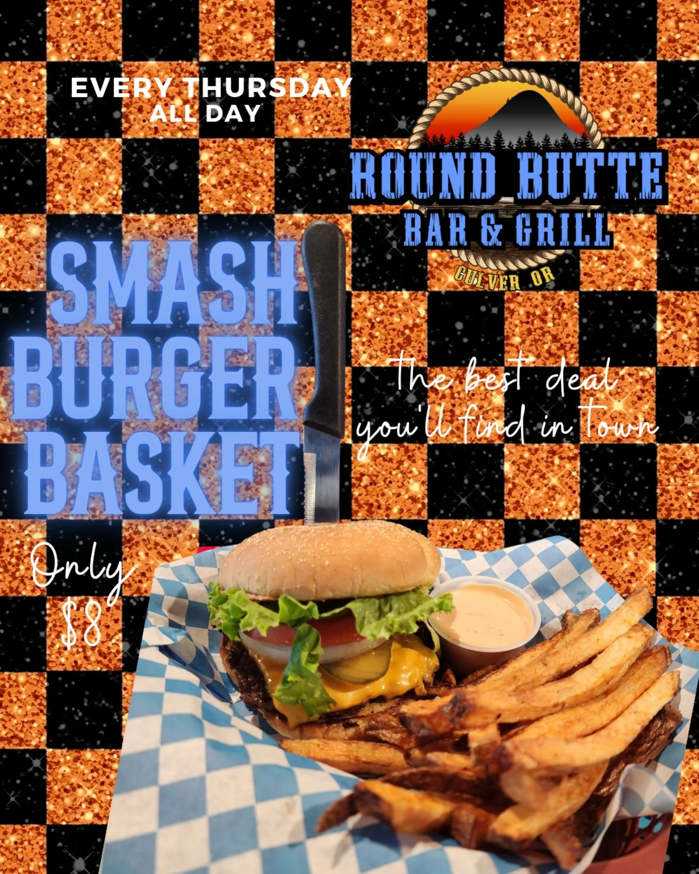 RBI/Round - 🍔 Smash Burger Basket Day! 🍔 Get our perfectly seared Smash ...