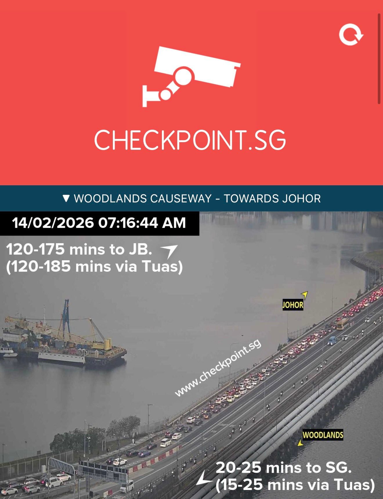 Singapore JB Checkpoints Live Traffic Updates