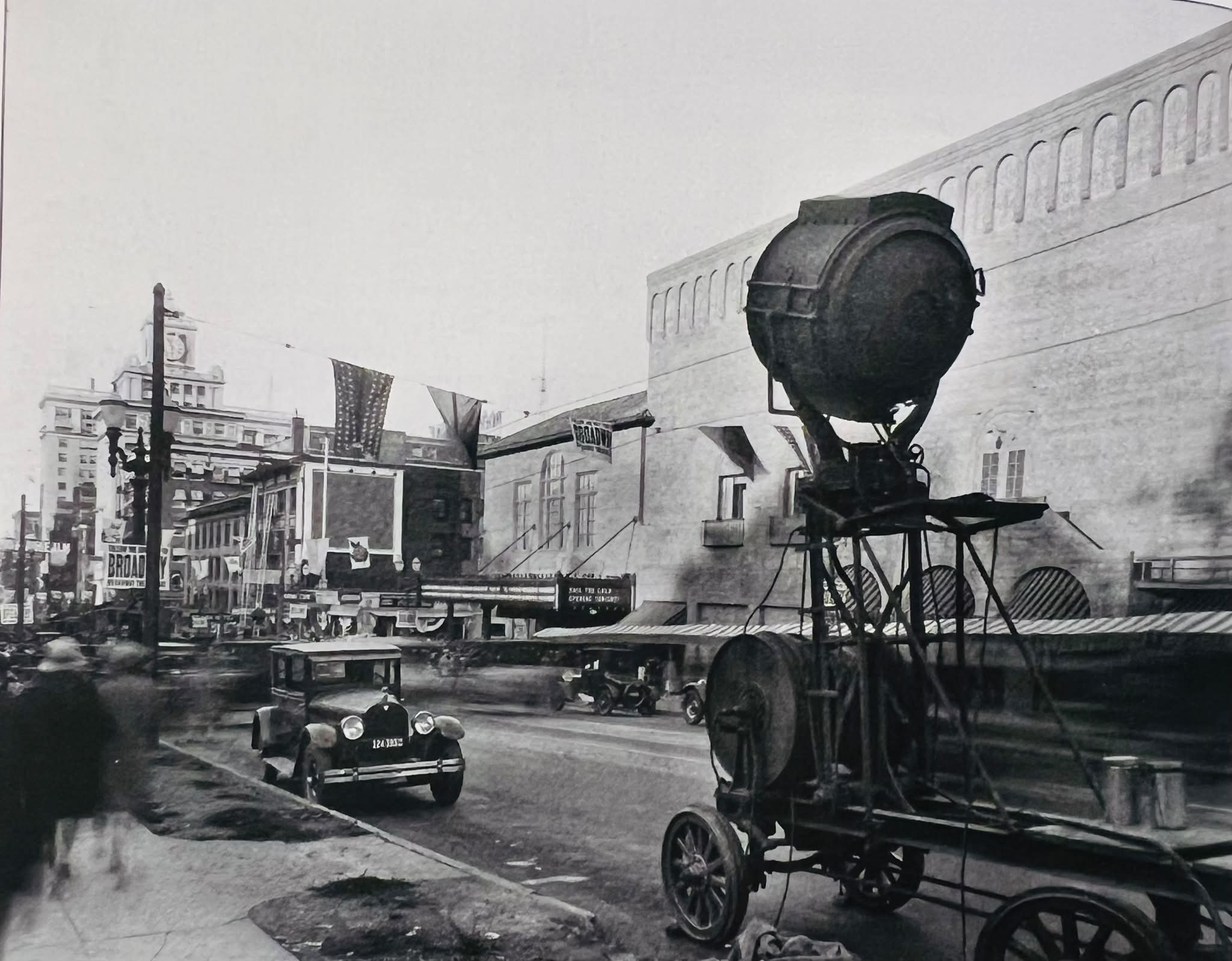 Vintage search lights at THE BROADWAY THEATER in Oregon, 1926