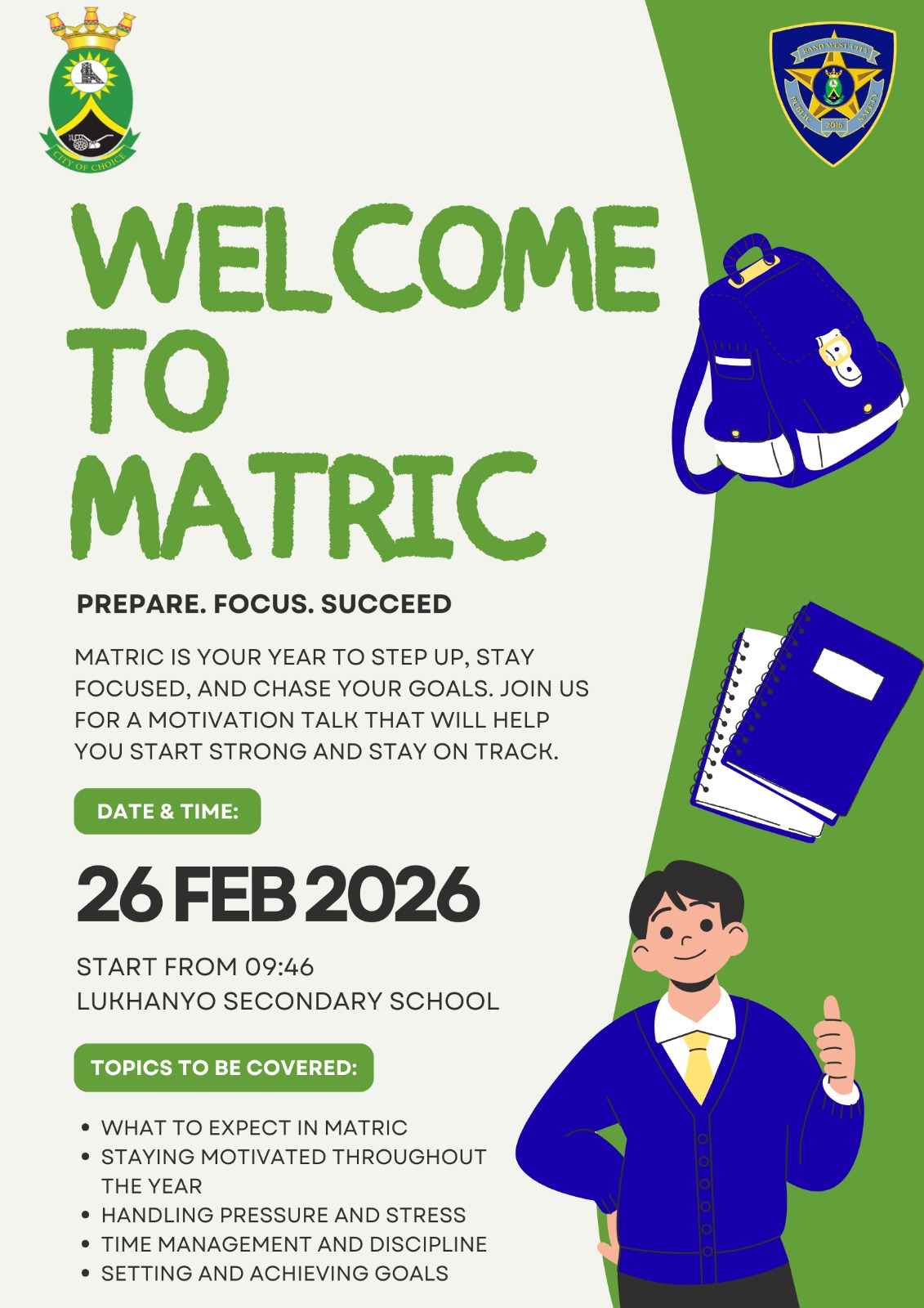 🎓 Welcome to Matric –... - Rand West City Local Municipality | Facebook