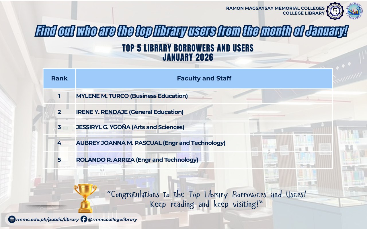 Shoutout to our January 2026 Top... - RMMC College Library | Facebook