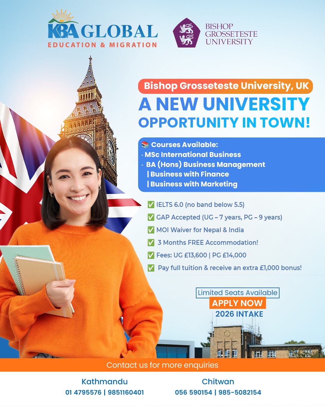 Study at Bishop Grosseteste... - KBA Global Kathmandu | Facebook