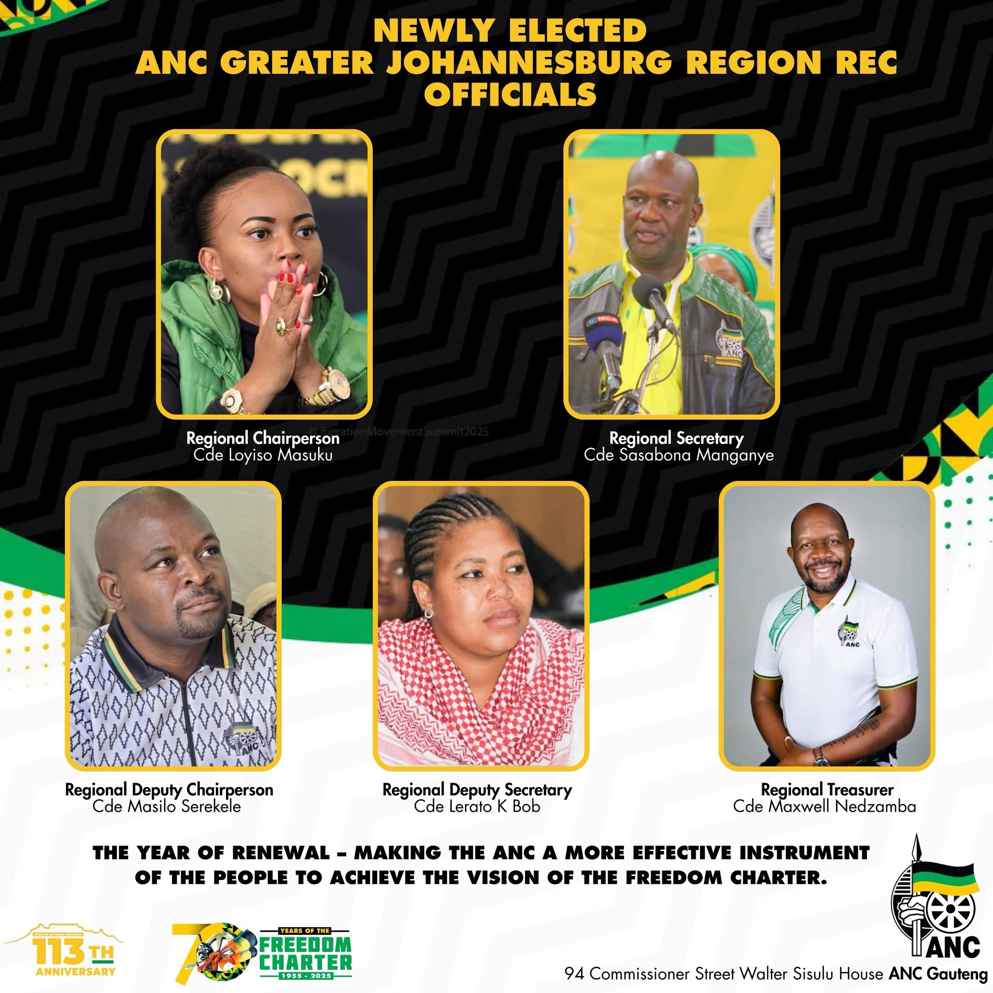 ANC - Congratulations to the newly elected leadership of Greater ...