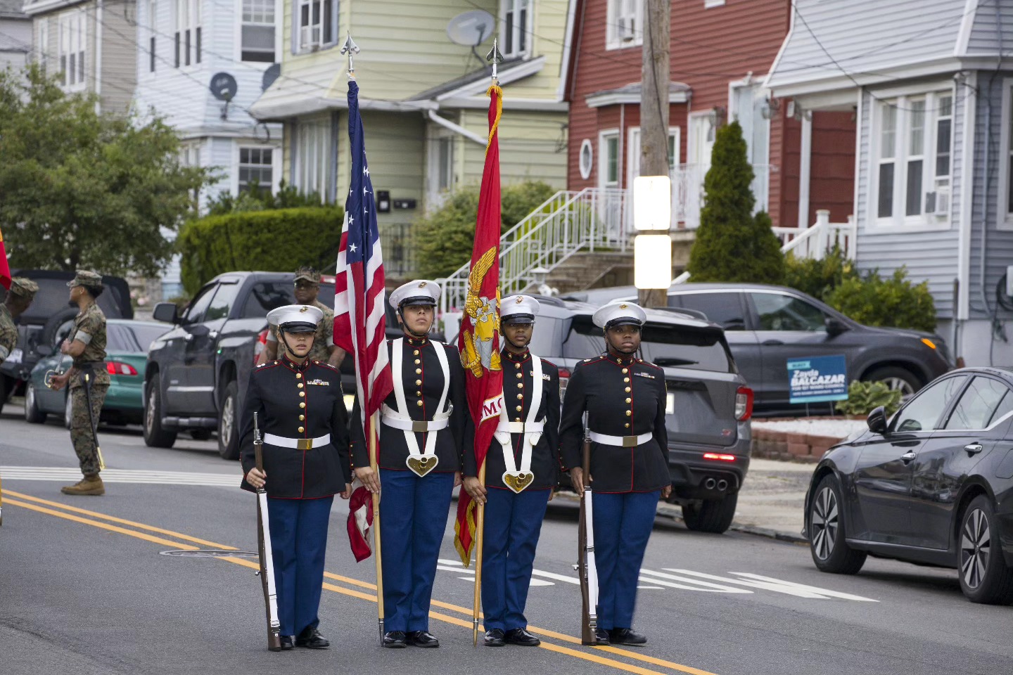 Senator Angela McKnight marches in Kearny Memorial Day parade