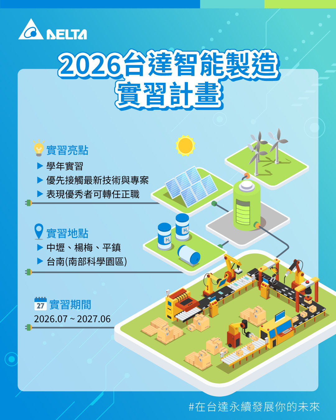 台達 DeltaCareer - 🌟 台達 2026 產學實習計畫正式公開！ 🌟 想知道全球 AI Data... | Facebook