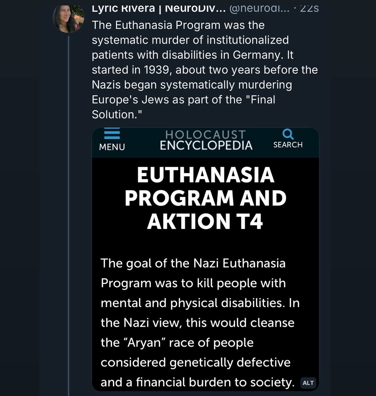 “The Euthanasia Program was the... - Neurodivergent Rebel | Facebook