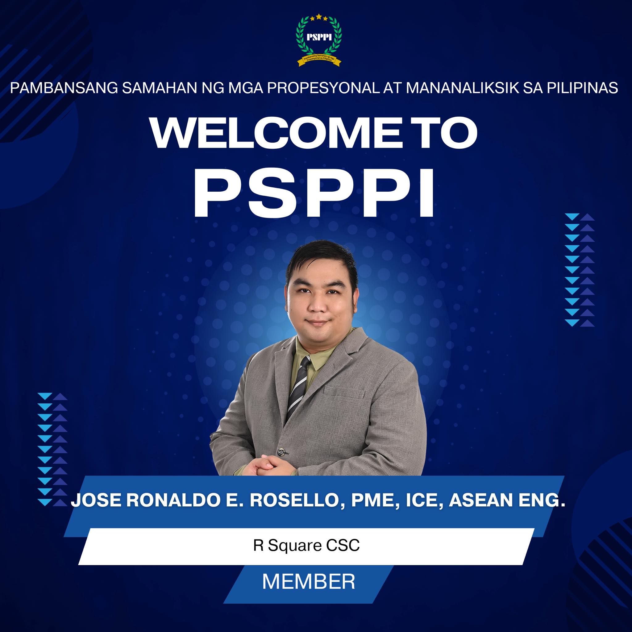 We would like to welcome our new member Jose Ronaldo E. Rosello, PME ...