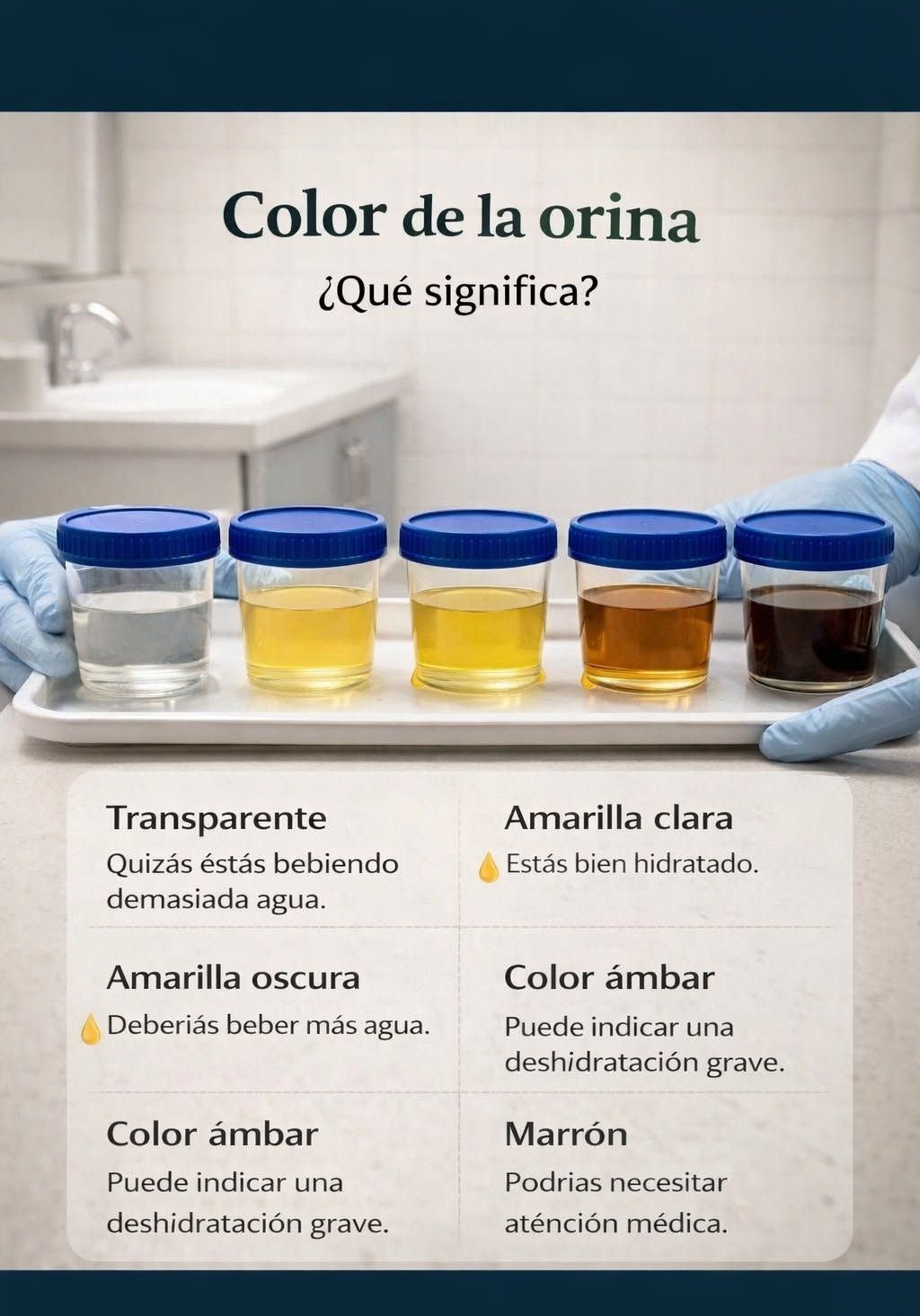 El color de la orina puede dar pistas sobre lo que ocurre en tu cuerpo, pero no siempre significa que exista una enfermedad. La hidratación, la alimentación, algunos medicamentos, vitaminas e incluso