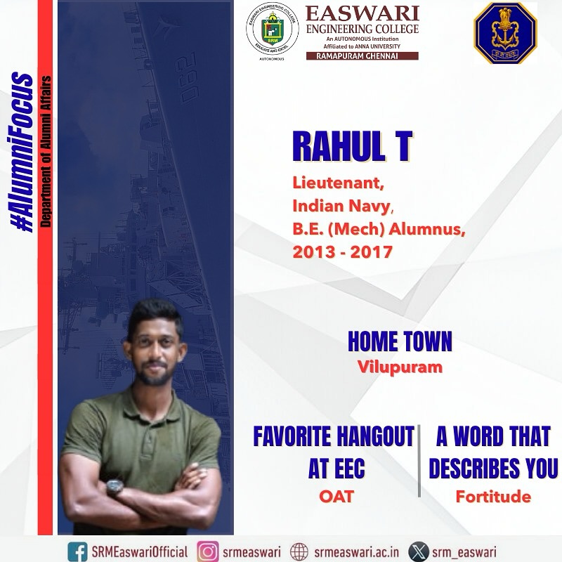 SRM - 🌟 Alumni Focus: Lieutenant Raghul T 🌟 Department of Alumni ...