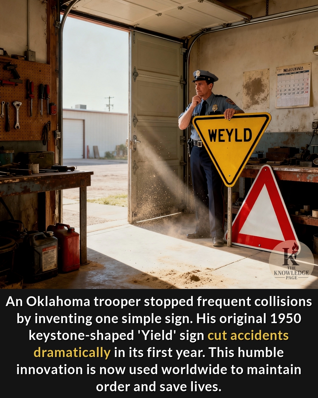 The world's first yield sign is back on display! Invented by Tulsa