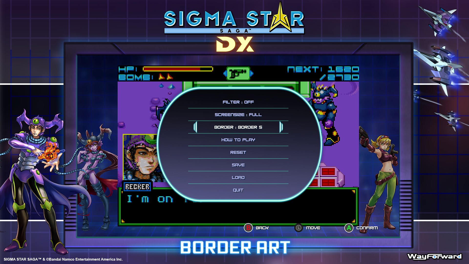 You can choose from several border art options in the console/PC