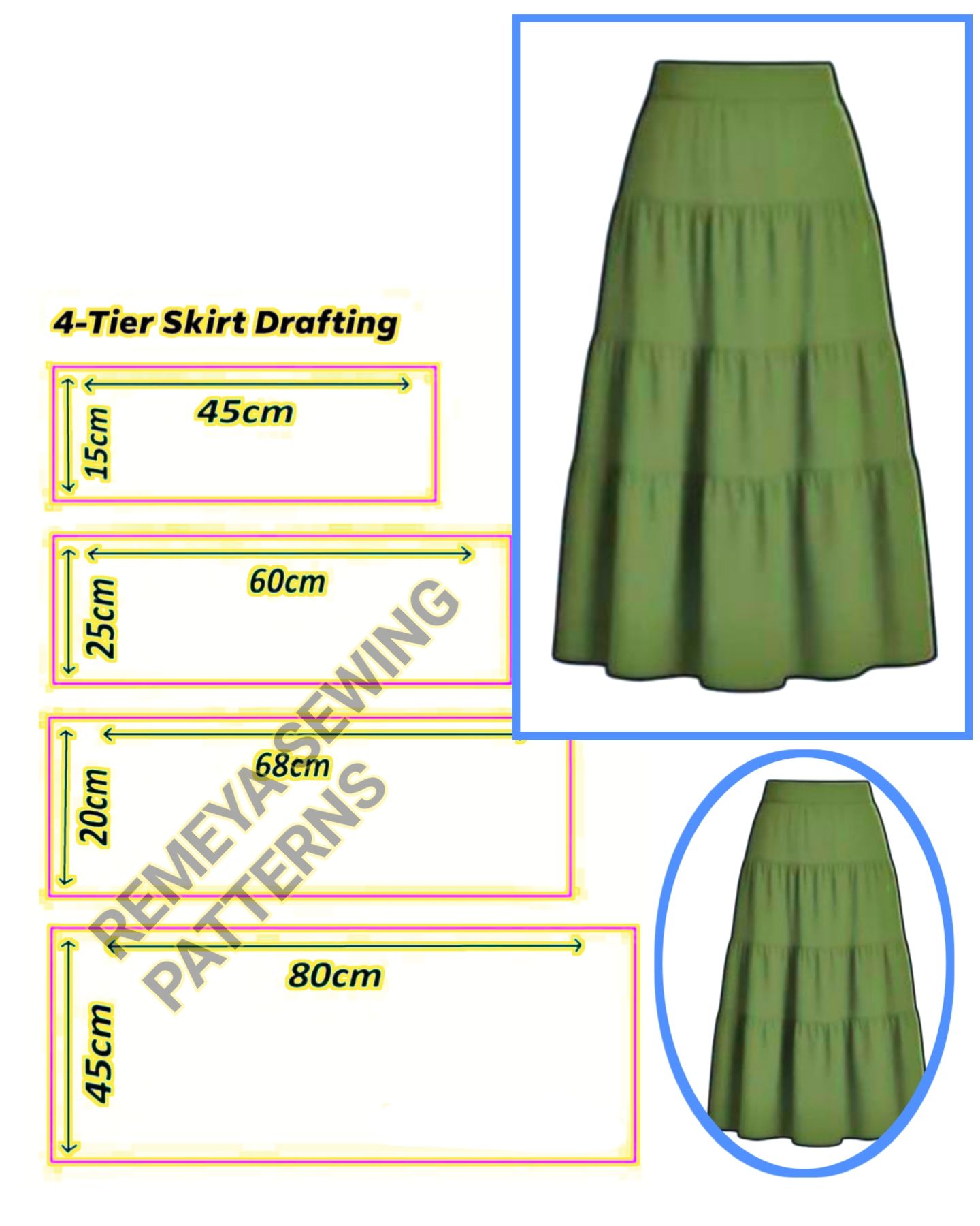 Remeya - DIY 4-Tier Gathered Maxi Skirt Drafting Pattern #fblifestyle ...