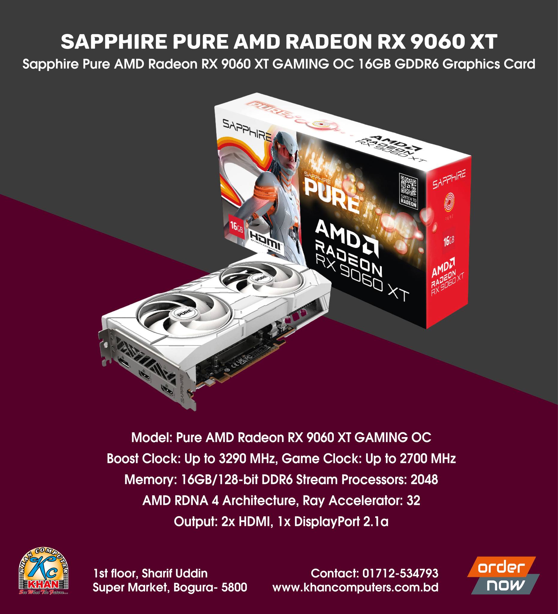 Khan - Sapphire Pure AMD Radeon RX 9060 XT GAMING OC 16GB GDDR6 