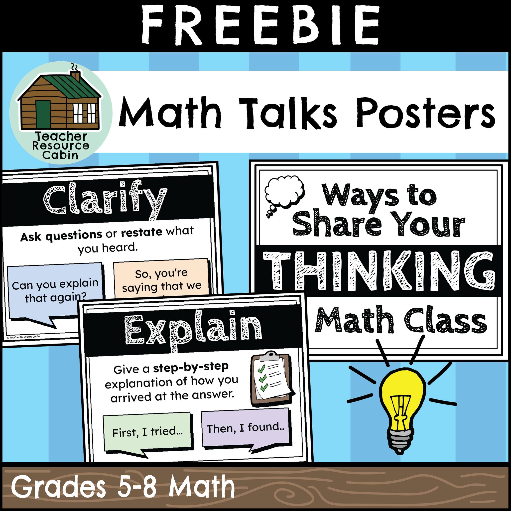 Teacher - FREEBIE: Math Talks Posters (Grades 5-8) https://www ...