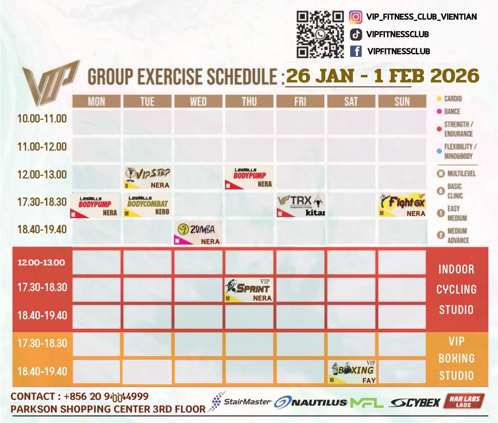 ຕາລາງປະຈຳອາທິດ ( 26 Jan 2025 - 1 Feb... - VIP Fitness Club | Facebook