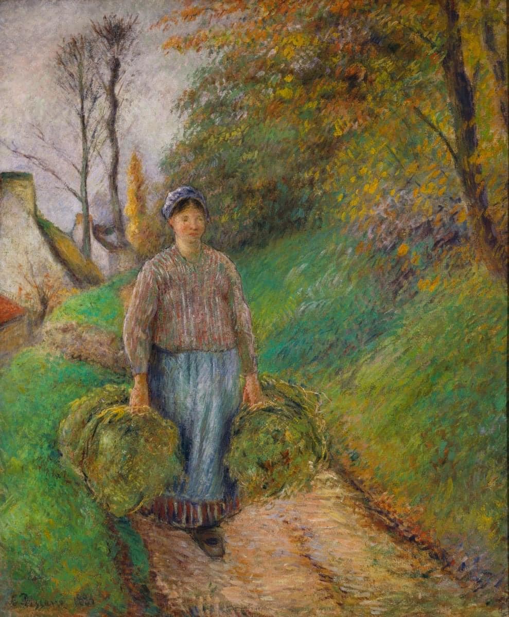 Camille Pissarro Peasant Woman Carrying Two Bundles of Hay, 1883